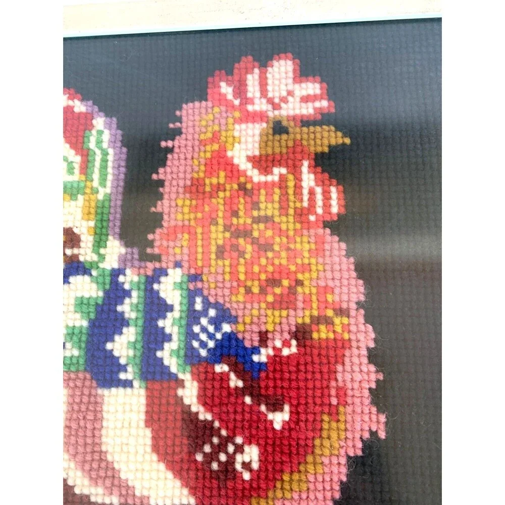 Vintage Rooster Needlepoint Wall Art 12
